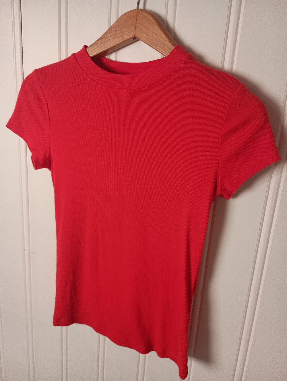 A New Day- Red Short Sleeve Ribbed Crewneck Top - Size S
